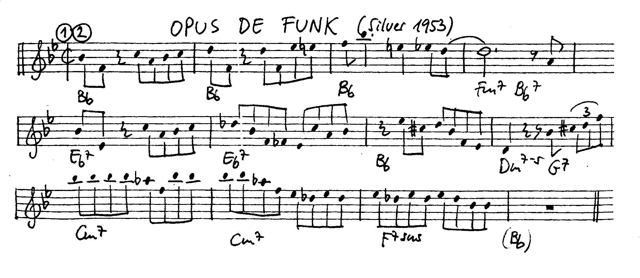 opus de funk free jazz leadsheet - Courtesy of the Jungle Jazz Band